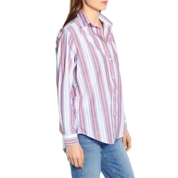 Grayson The Hero Red White Blue Stripe Long Sleeve Button Up Americana Shirt - Picture 4 of 16